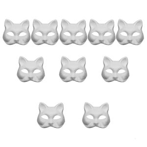 10 pièces DIY MASQUE MASQUE MASQUAGE MASCHES CAT MASCHES BLAND BLAND POUR LA PASSE D'HALLOWEEN DÉCORS DE LA PARTIE DE NORIEMENT 240403