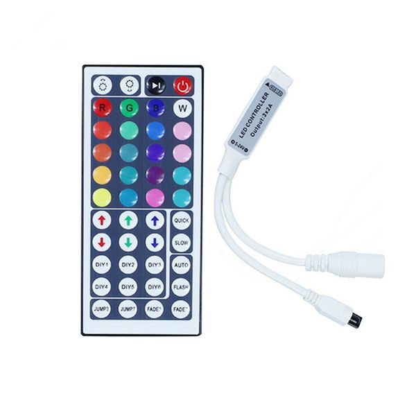 10 unidades DC12V 6A Mini Controlador led RGB con 44 teclas Control remoto IR atenuador inalámbrico para tira LED 5050 3528 34 modos