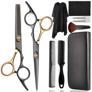 Kit de ciseaux de coupe de cheveux professionnels 10 pièces - Ensemble de ciseaux de coiffure en acier inoxydable pour usage domestique