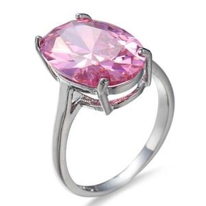 LuckyShine mode OL feu ovale rose Kunzite anneaux 925 argent Sterling plaqué femmes Zircon mariages Engagemens bijoux anneaux
