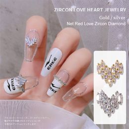 10 stuks 3D metalen zirkoon nagelkunst hartvormige sieraden nageldecoraties topkwaliteit kristallen manicure zirkoon diamant charmes 220525