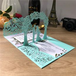 Tarjeta de invitación de boda liviana de 10 piezas 3D PopUp Lave