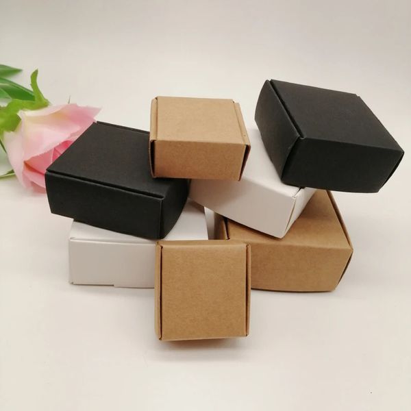 10 piezas Black/White/Kraft Paper Packaging Bendings Bandeo de joyería Caja de cartón Cardboard Diy Joyería Caja de envasado de almacenamiento 2312227