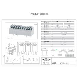 10 piezas DA/DG/KF250 - 3.5 - 2P 3P 4P 5P 6P 8P 10P 12P 12 POLA DOBLE DIRECTA ENCHUNO DEL PANTRO DE PIEMBRA PCB CARGADO PCB Bloques de terminal PCB