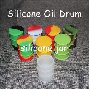 20 piezas DHL envío gratis 26 ml cajas de tarros de silicona contenedores de cera dab tarros de concentrado multi colores plataformas de barril de tambor de aceite de silicona