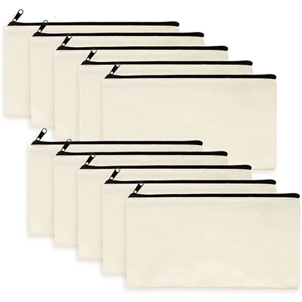 10 pièces DIY Blank Canvas Tissu Storage Kit Ecru Kit Ecru personnalisé Kit de maquillage pour femmes Kit de bijoux Maîtresse Kit de bijoux 240102