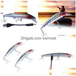 10 pièces Intelligent LED Light Fishing Lure USB Lures rechargeables