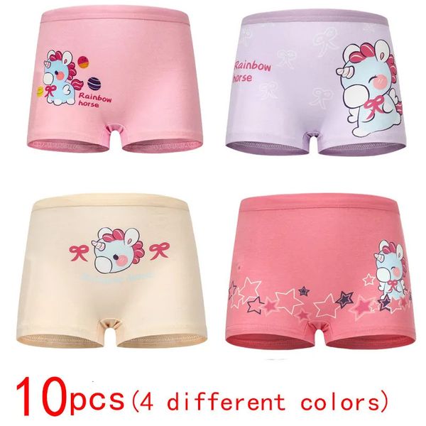 10 Pièces / lot Design Enfants Filles Culottes Coton Doux Joli Dessin Animé Licorne Enfant Sous-Vêtements pour Filles Enfants Boxer Respirant 240228