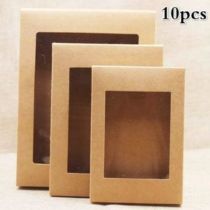 10 morceaux de boîte de papier bricolage avec boîte de cadeau de papier de fenêtre emballage à gâteau utilisé pour la fête de la famille de mariage et l'emballage de muffins 231227