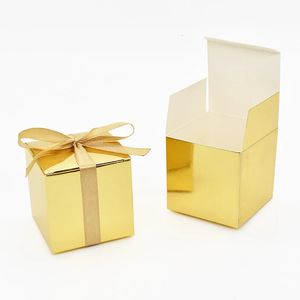 10 morceaux de boîtier de bonbons en papier et argent en papier carré co-cadeau de chocolat emballage cadeau baby shower d'anniversaire de fête de fête de mariage réductions 231227