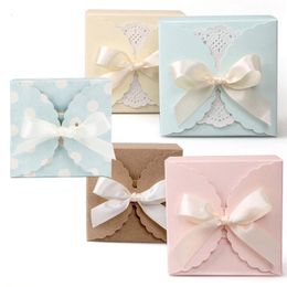 10 piezas de bolsas de papel kraft blanco, rosa, azul claro, beige con chapado en oro, caja de regalo de agradecimiento, embalaje, regalos de fiesta de boda, bolsas de dulces 240205