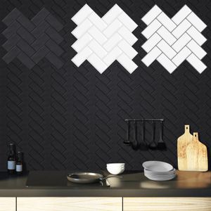 10 Stuks Schil en Plak Visgraat Wandtegels DIY Keuken Backsplash Grote Maat Sticker Waterdicht Vinyl Behang voor Thuis 240112