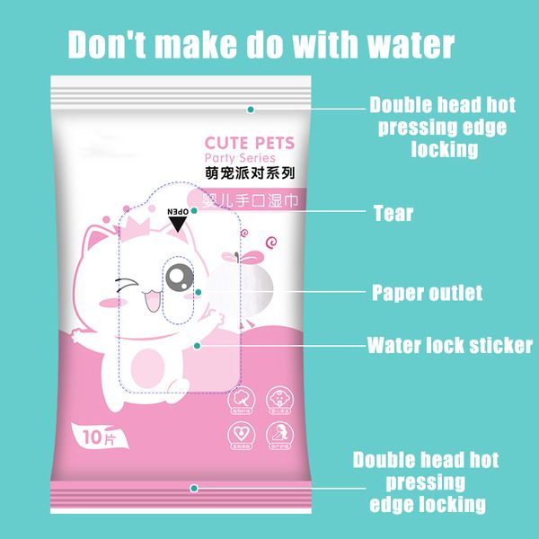 10 pièces Voyage Nettoyage Wipes Wipes Mother Kids Baby Disposable Skin Skin Hands Mouth Care Tools Mini Paper Towel Portable