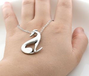 10 pièces Vintage argent plaqué italien lévrier chien pendentif à breloques collier chaîne Animal colliers pour femmes hommes bijoux 2019453569