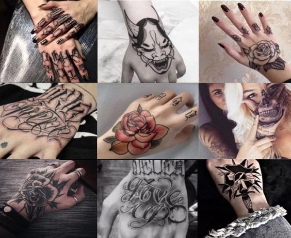 10 Piezas Lote de Pegatinas de Tatuaje Temporal a prueba de agua Flor de Mano Rosa Flash Falso Tatuaje Brazo y Pie Espalda Arte Corporal Chica Mujer M4097867