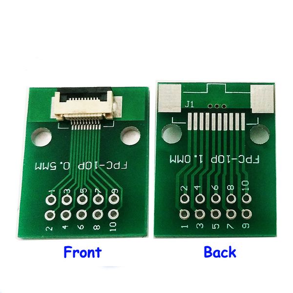 Placa adaptadora de enchufe de conector PCB FPC/FFC de 10 pines y 0,5mm, enchufe de un solo lado de cable plano 10P para interfaz de pantalla LCD