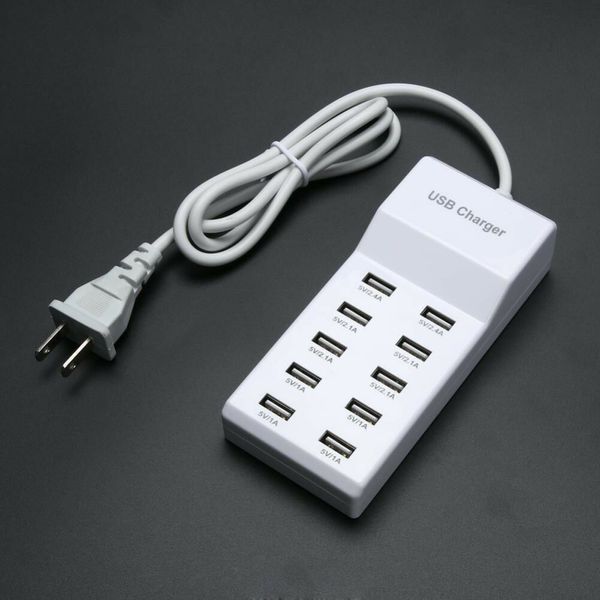 Adaptateur multiprise USB rapide à 10 ports, chargeur de bureau de voyage mural, prise US/EU pour téléphones portables, appareils USB