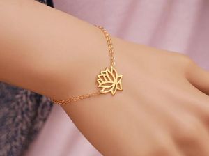 10 Prom Yoga Hollow Buddha Lotus Plant Petal Charm Armbanden Tiny Flower Fashion Bruiloften Lucky Woman Mother Men's Family Geschenken Sieraden