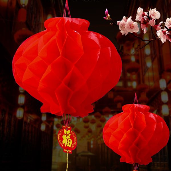 Linternas de papel rojas festivas tradicionales chinas para decoración de fiestas de 26 CM de diámetro para suministros colgantes para bodas y cumpleaños