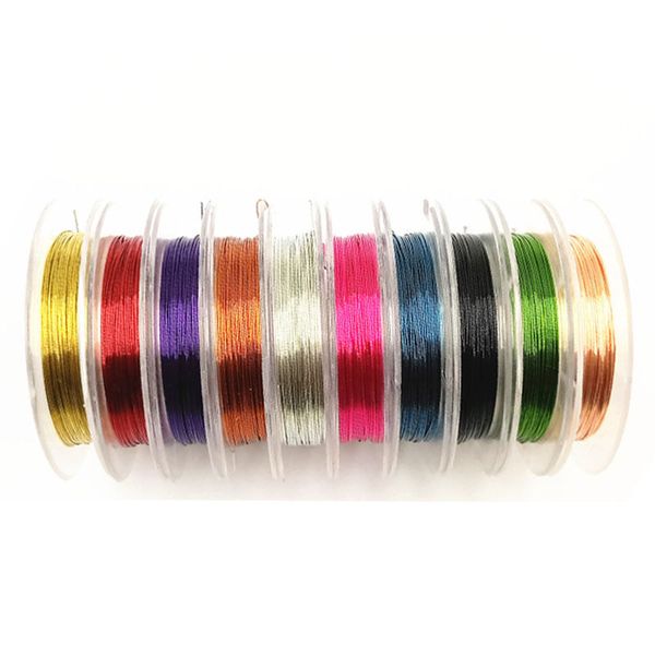 10 rollos de cuerda de alambre de Color dorado, cables de acero inoxidable de 0,3mm, accesorios para hacer joyas DIY