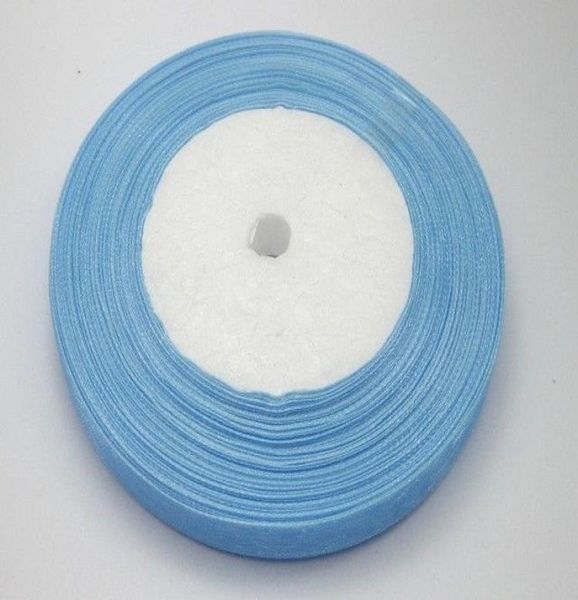 10 rouleaux de ruban Organza de couleur bleu clair, 1cm de largeur, décor de mariée, bord cadeau bijoux, 1 rouleau 50yds9057359