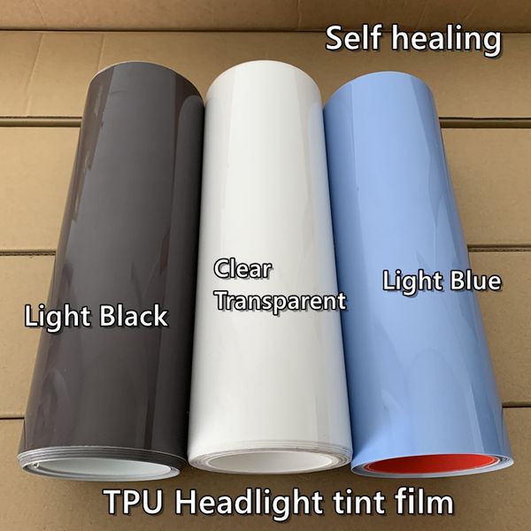 TPU Auto-guérison Headlights Tenting Headlamp Tint Film Light Light Black Smoke / 1x32ft roule