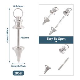 10 Set lege schroef Pendulum Hangers Knijp Bails Platinum Kleur voor ketting genezende wichelroedkarms maken 42x12 mm gat 9 mm