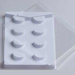 10 sets / partij 4 paren valse wimper verpakking box beige wimper dozen transparante lege wash case herbruikbare plastic kaart lash box