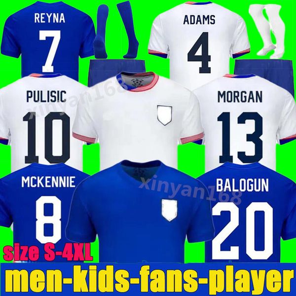 PULISIC Soccer Jerseys 2024 EE. UU. Copa América Mujeres Hombres Kit para niños 24 25 Camisetas de fútbol local para hombres Versión del jugador SMITH MORGAN BALOGUN MUSAH McKENNIE ADAMS Tamaño S-4XL