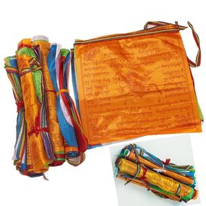 10 Sheet/Set religieuze vlaggen Tibetaanse boeddhistische voorraden kleur print gebedsvlag kunstmatige zijde tibet long ta banner Scriptures tuindecor rrb16015