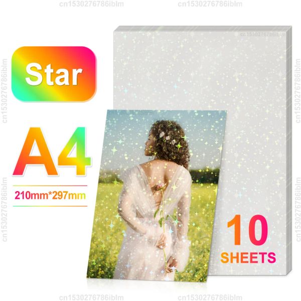 10 feuilles de plastification froide film étanche Auto-adhésif A4 Hologramme Star Broken Glass Dot Package Pack