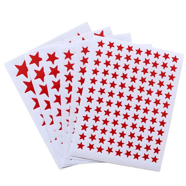 10 feuilles / pack Red Five Point Star Stickers Encouragement et récompense Autocollants pour les élèves du primaire Louangez les autocollants