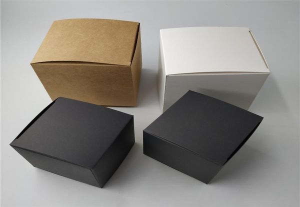 Boîtes d'emballage cadeaux en papier Kraft marron noir blanc, 10 tailles, boîte à savon vierge, stockage artisanal de bonbons, Carton d'emballage Boxes8820545