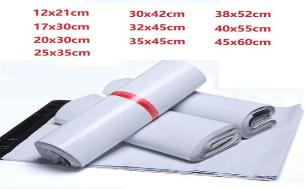 10 taille nouveau plastique poly auto-adhésif auto-adhésif express sac blanc courrier enveloppe postale courrier post postal mailer bag5190332