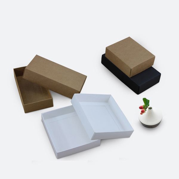 10 tailles Kraft noir blanc boîte d'emballage cadeau kraft carton blanc papier cadeau boîte de papier avec couvercle carton cadeau boîte en carton LZ1804