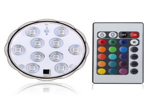 10 SMD5050 LED multicolore submersible étanche fête de mariage Vase lumière de Base avec 24 touches télécommande pour narguilé Shisha2318617