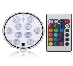 10 SMD5050 LED Multi couleur submersible imperméable de mariage étanche Vase de base de base avec 24 touches Remote Contrôle pour le narguilé Shisha6853195