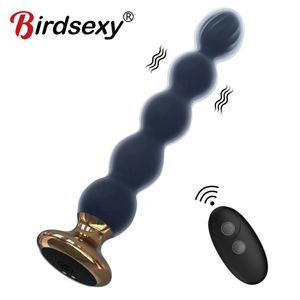 Vibrateur anal à 10 vitesses, perles anales, massage de la prostate, double moteur, stimulateur de plug anal, vibrateur télécommandé, jouet sexuel pour hommes et femmes 240309