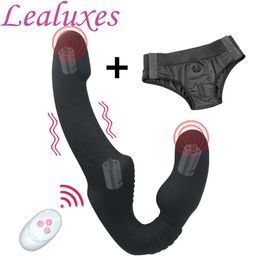 Vibrador de pene falso sin tirantes de 10 velocidades para mujeres con doble vibración G-spot juguete para adultos para mujeres con masajeador anal y próstata 240430