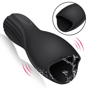 10 Speed ​​Vibrator Penis Delay Trainer Mannelijke Masturbator Vibrator Automatische Mondeling Stimuleren Massager Seksspeeltjes voor Mannen J2199