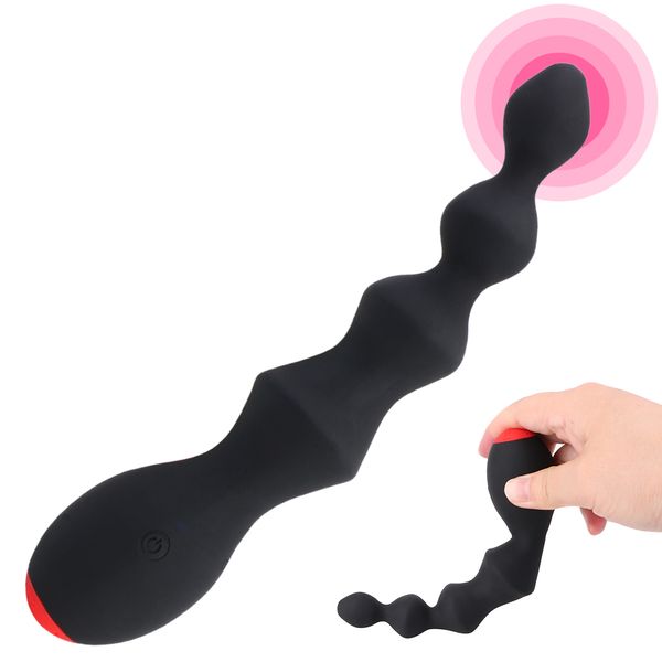 Vibrador de cuentas anales de 10 velocidades, juguete erótico, tapón vibrador para trasero, masajeador de próstata sexy para hombres y mujeres, estimulador de clítoris