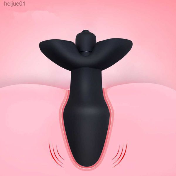 10 Velocidades Dildo Vibrador Plug Anal Juguetes Sexuales para Hombres Mujeres Negro Medical Silicone Butt Plug Productos Sexuales para Mujer Tienda de Adultos L230518