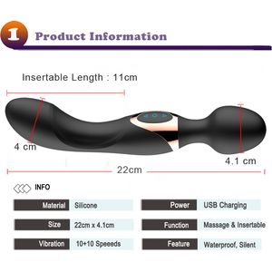 10 Speeds Powerful Big Vibrators for Women Magic Wand Body Massager Toy Woman Clitoris Stimulate Female Sex Products Y0320