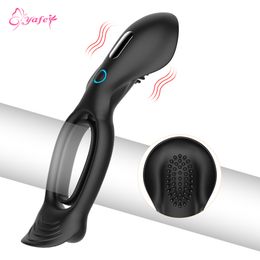 10 snelheden siliconen vibrator mannelijke penis ringen vertraging ejaculatie trillen cock ring clitoral erotische volwassen sexy speelgoed voor mannen