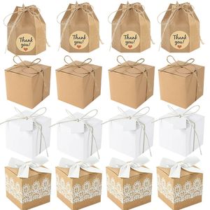 10 vierkante kraftpapier snoepdozen met touw bruiloft korting kant chocolade dozen gebruikt voor verjaardag baby shower feest geschenkverpakking decoratie 240309