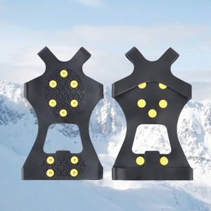 10 Tacos de acero Tacos de hielo Antideslizante Nieve Hielo Escalada Zapato Picos Puños Crampones Tacos Cubrezapatos Pinza de escalada Regalos RRA2243