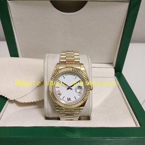 10 style Automatic Gold Watch with Box Picture Authentic Mens 40mm 228238 Cadran romain blanc Cédre cannelu