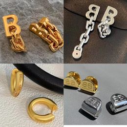 10 pendientes de diseño de estilo B para mujer, pendientes de aro de plata de ley 925, joyería de boda de fiesta de Color dorado a la moda para mujer