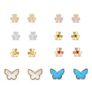 10-stijl Designer TREFOIL Earrings Butterfly Moeder van Pearl-oorbellen Mode Luxe bruiloft Sieraden Hoge kwaliteit Non-Fading