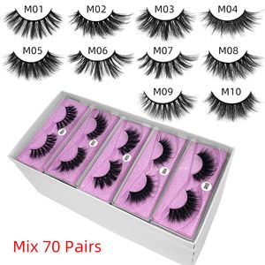 10 Style M -serie wimpers Natuurlijke lange 3D mink lashes handgemaakte valse wimpers volledige strip wimpers make -up valse wimpers 70 paren dhl